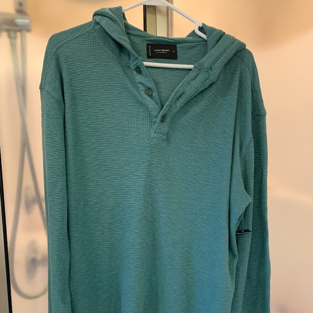 Lucky Brand NEW Long Sleeve Waffle Thermal Hoodie shirt Men's Size small